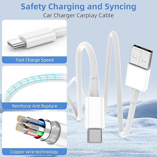 2Pack 10FT USB to USB C Fast Charging Cable for iPhone 17 16 15 Charger Long Cord, for Apple for iPhone 17 16 15/Pro/Pro Max/Plus Type C Car Carplay Cord for iPad Pro 12.9/11, Air 5th/4th Gen
