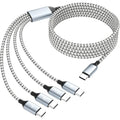 USB C Multi Charging Cable, Dual Type C Cable 1Pack 5FT, USB C Splitter with 4 Type-C Connectors,4 in 1 Multiple Nylon Braided Cable Compatible with iPhone 15 Pro Max/Galaxy/Tablets/Google.