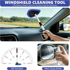 Windshield Cleaning Tool, 13PCS Car Detailing Kit Interior Cleaner, Car Window Cleaner with Extendable Handle, Car Interior Cleaning Kit with Detailing Brushes for Women Men (Blue)