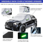 Car Windshield Snow Cover with Side Mirror Cover & 2 in 1 Brush | Thickened 4 Layers, Cold Protection, Ice Scraper, For Most Cars SUVs Trucks
