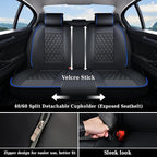 Coverado Full Set Car Seat Covers, Front & Back Luxury Faux Leather Waterproof Seat Covers,Car Seat Protectors, Universal Fit for Most Vehicles-Black & Blue