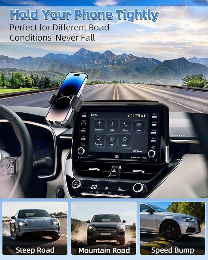 PZK Car Phone Mount for 2019-2026 Toyota Corolla/Corolla Cross 2022-2026 | Corolla Hatchback Accessories 8-inch Screen Auto Lock Car Phone Holder 360° Rotation Not Affect Vent Cell Phone Cradles