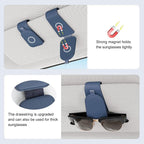 Sunglass Holder for Car Visor, Blue, 2 Packs | Suede Cloth, Magnetic, Organizer for Car Accessories