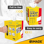 Shop Rags, 100 Sheets Microfiber Cleaning Cloth Commercial Grade Washcloths Lint-Free Bulk Shops Towels for Cars Mechanic Restaurant Garage Housekeeping, 11"x 9", White