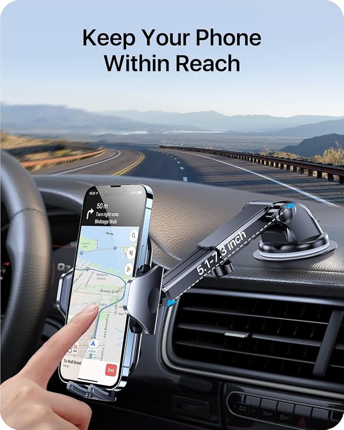 Car Phone Holder, 2026 Military-Grade 89lbs Strongest Suction Phone Holders for Your Car Dashboard/Windshield/Vent Easy Clamp Car Phone Mount Stand for iPhone 17 16 15 14 13 Pro Max Samsung