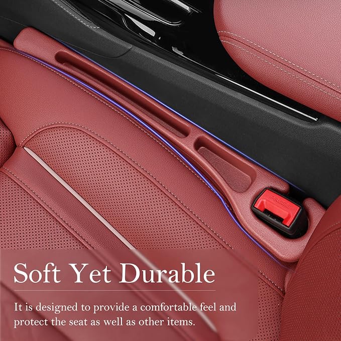 Car Seat Gap Filler 2-Pack, Universal Car Seat Gap Filler Organizer, Seat Gap Plug – Fills Gap Between Seat & Console (Red)