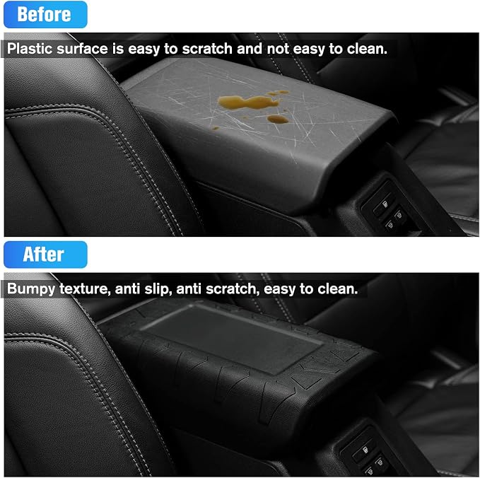 Center Console Armrest Cover Applicable to Ford Bronco 2021 2022 2023 2/4 Doors, Waterproof Car Interior Accessories Arm Rest Pad Cover Protector, Black