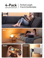 3.2A USB C Charger Cable,[4-Pack, 6.6+6.6+6.6+6.6FT] USB A to USB C Right Angle Gold-Plated Type C Charger Fast Charging Durable Braided Cord for iPhone 16 15 Samsung S10 S9 Note 10 S21 LG-Grey