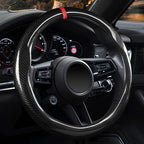 Carbon Fiber Steering Wheel Cover, Universal 15 inch, Breathable, Anti-Slip, Warm in Winter and Cool in Summer, Black