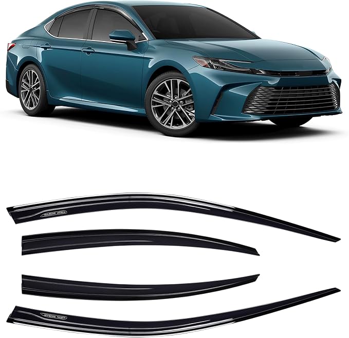 Rain Guards Fit for Toyota Camry 2025 2026 LE SE XLE XSE Out Channel Extra Durable Side Shatterproof 2025-2026 Camry Side Window Wind Deflectors & Visors Black 4 PCS