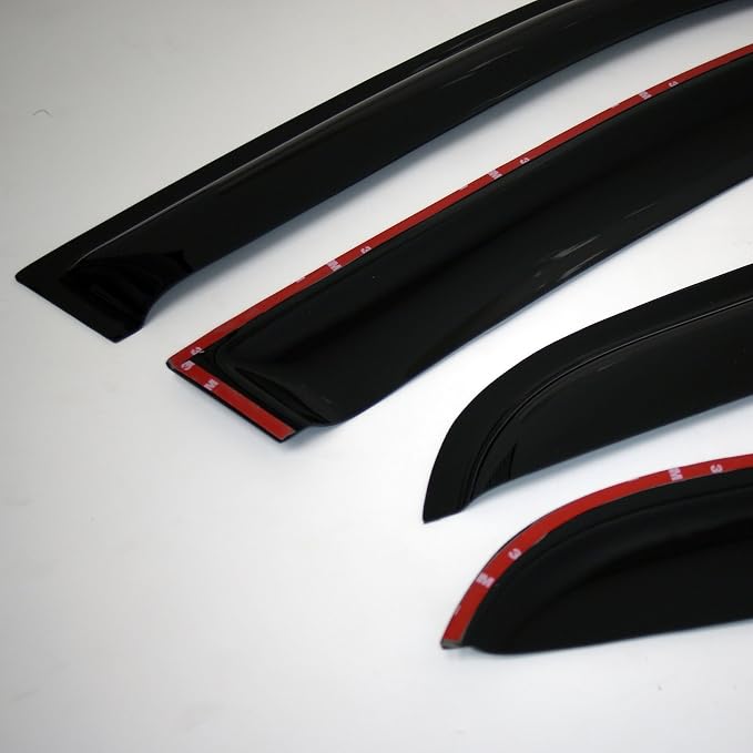 WD2-730 Dark Smoke 4 Pcs Set Window Visor (Outside Mount) Deflector Rain Guard Compatible with 2013-2015 Mercedes-Benz GL450 GL500 GL550 GL63