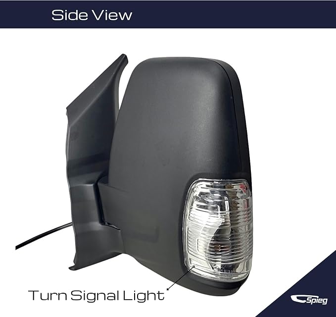 Driver Side Mirror for 2018-2019 Ford Transit 150 250 350 Power Adj Heated Power Folding Turn Signal Light Short Arm Textured Black 8 Pins Left FO1320602