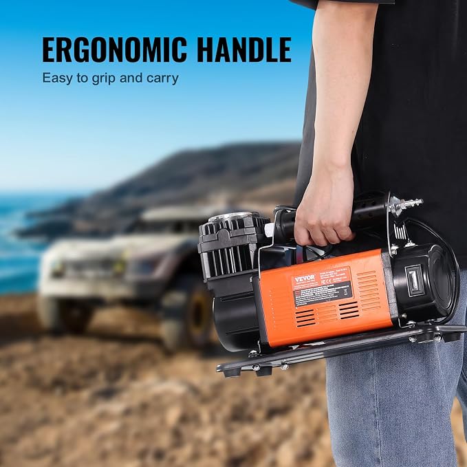 12V Portable Tire Inflator, 7.06CFM Heavy Duty Air Compressor, 150PSI Offroad Air Pump with Adapters for Car SUV RV Truck - Include 6.5FT Power Cord, 26FT Air Hose with Pressure Gauge, Carry Bag