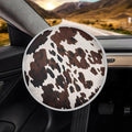 Brown Cow Print Steering Wheel Cover Sun Shade 17 inch Anti-Heat Steering Wheel Sun Cover Cute Car Steering Wheel Accessories Universal Fit for Cars SUV Trucks Sedan