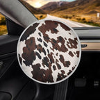 Brown Cow Print Steering Wheel Cover Sun Shade 17 inch Anti-Heat Steering Wheel Sun Cover Cute Car Steering Wheel Accessories Universal Fit for Cars SUV Trucks Sedan