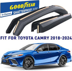 Goodyear Shatterproof in-Channel Window Deflectors for Toyota Camry 2018-2024, Rain Guards, Window Visors for Cars, Vent Deflector, Car Accessories, 4 pcs - GY003450LP