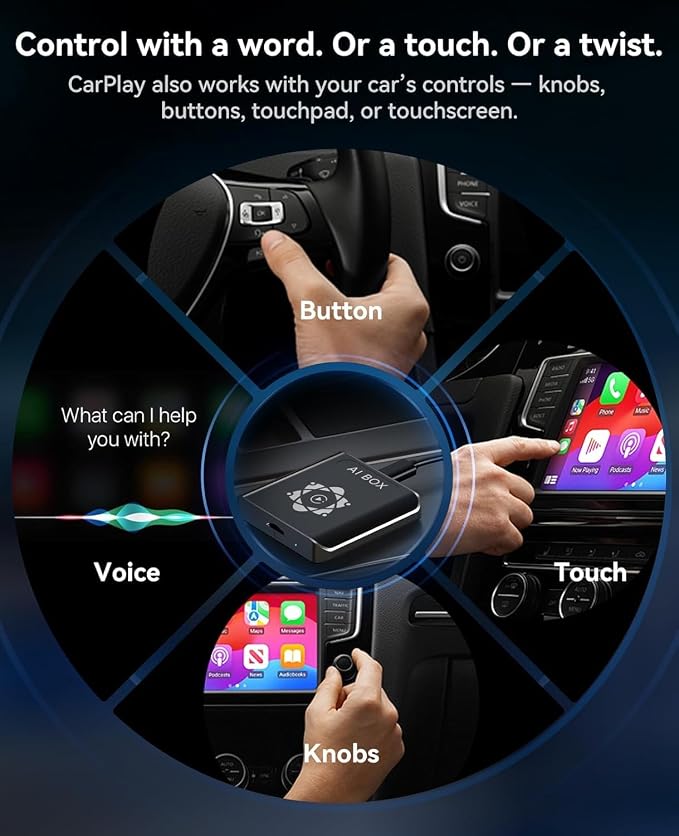 AI Box for Factory Wired CarPlay, Wireless CarPlay & Android Auto Adapter with Netflix, YouTube & TikTok, Full Android Car Video Box with 4G LTE, GPS, Dual Bluetooth and Dual-Band WiFi