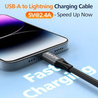 3ft Coiled Short USB to Lightning Charging Cable [MFI Certified] 3A Fast Charger Cord in Car for iPhone 14/13/12/11/XS/8/7/6/5 CarPlay, iPad, iPod, Dark Gray