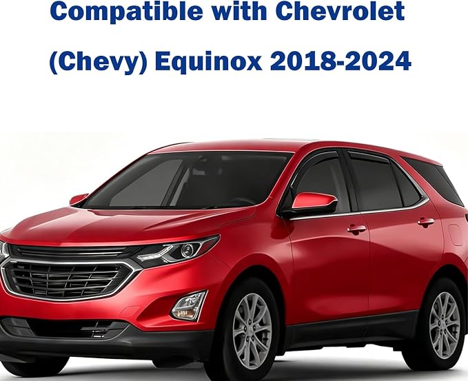 in-Channel Rain Guards Compatible with Chevy Chevrolet Equinox 2018-2024, E Xtra Durable Vent Window Deflectors, Vent Visors Car Accessories Dark Smoke 4pcs