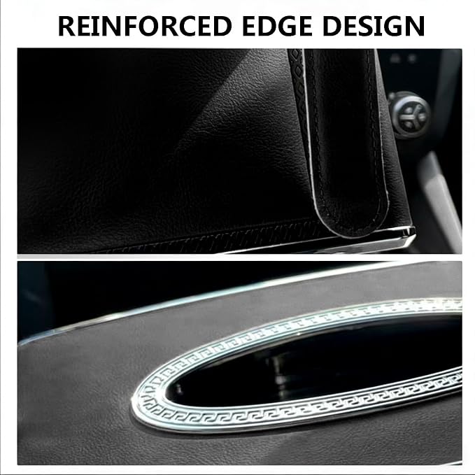 Faux Leather Car Tissue Box for Car Interior, Multi-Function Tissue Holder with Visor Clip, Armrest & Back Seat Napkin Organizer, Vehicle Tissue Dispenser Accessories (Black Hanging)