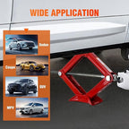 Scissor Jack for Car 1.5 Ton (3307 lbs), Heavy Duty Steel Scissor Lift Jack Car Kit with Crank Handle for Sedan SUV MPV Tire Changing, 3.18''-13.6'' Lifting Range Portable Small Jack, Red