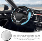 Car Steering Wheel Cover, 15 Inch Premium Leather Breathable Non-Slip Wheels Wrap, Universal Auto Comfortable Steering Wheel Protector for SUV Truck Van, Car Accessories (Blue)