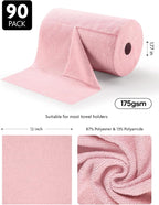 Microfiber Cleaning Cloth Roll -90 Pack, Tear Away Microfiber Towels, 12" x 12", Reusable, Washable, Scratch Free, Ultra Absorbent Dishcloth for All-Around Cleaning Supplies (Pink)