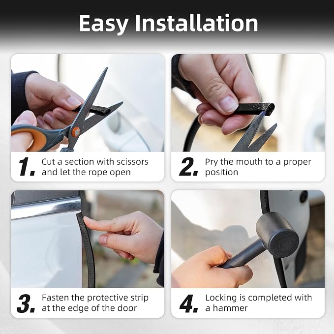 16.4Ft (5M) Car Door Edge Guard, No Glue Car Door Entry Guard Protective Strip, Rubber Edge Trim Car Door Protector, Applicable to Car, Truck, SUV and ATV, Car Exterior Accessories（Black）