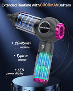 Handheld Car Vacuum Portable Cordless 25000Pa High Power Small Mini Hand Vacuum Rechargeable 4-in-1 Wireless Handheld Vac for Car Office Desktop Home Cleaning Ideal Gifts for Men & Women