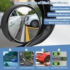 Blind Spot Mirror, HD Glass & ABS Housing, 360° Adjustable Convex Wide Angle Rear View Mirror, Stick-On Universal Fit for Car SUV Truck RV Van, Black (4, Round, Black Stick)