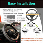Large Size Bling Comfy Steering Wheel Cover with Jumbo Crystal Rhinestones, Anti-Slip Diamond Leather, 15.5-15.75 Inch (Black)