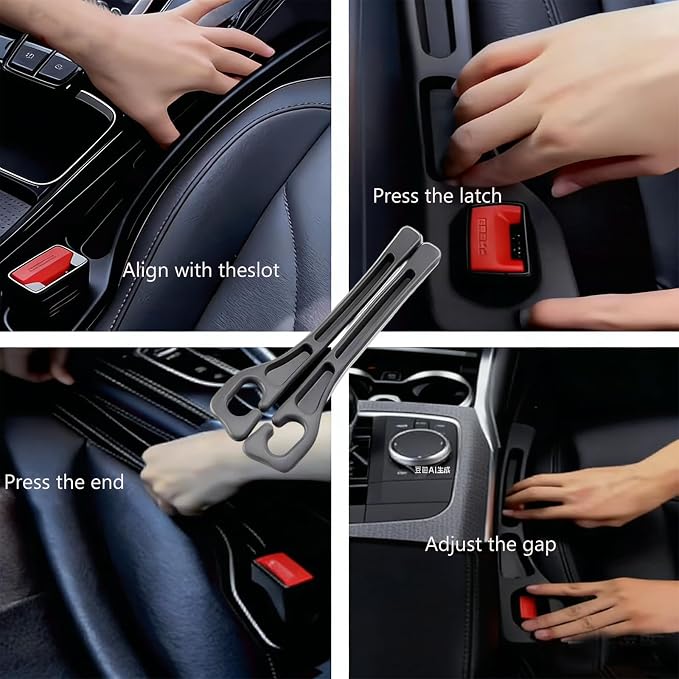 YANTING Car Seat Gap Filler 2 Pack - No Drop Seat Guard, Universal Car Seat Gap Plug with Storage Slot, Durable Non-Slip Material, Anti-Drop Gap Filler for Cars, Trucks & SUV (Black)
