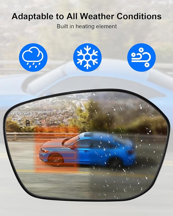 Driver Side Mirror Glass Fit for Honda Civic Acura Integra 2022 2023 2024 2025 Replace 76253T20A21, Rearview Mirror with Blind Spot and Heated, Left