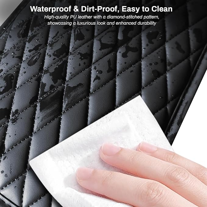 Car Center Console Cover, Upgraded Microfiber Leather Car Arm Rest Cover with 2 Storage Bags, Universal Armrest Cover for Car Storage Box Car Interior Accessories Protector for Most Vehicle