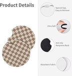 Checkered Brown Steering Wheel Cover 14-15 Inch with 2 Pcs Car Coasters | Universal Anti-Slip Breathable Suitable Men Women Checkered Car Wheel Cover Accessories