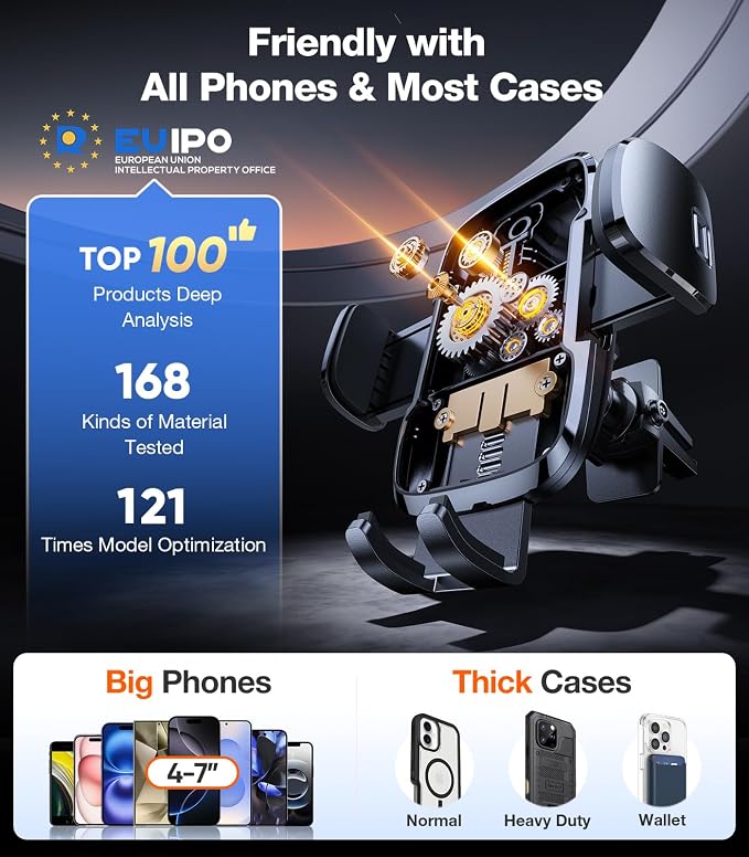 Ultra-Durable Phone Holders for Your Car【96+LBS Strongest Suction】 Car Phone Holder Mount, Safety Certs Cell Phone Car Mount Truck for Dashboard Windshield Vent for iPhone 17 16 15 14 Pro Max