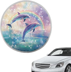 Car Steering Wheel Sun Shade Cover Cute Dolphin Car Accessories Cooling Steering Wheel Cover Women Sun Heat Shield UV Rays Universal Fit 17 inch Steering Wheel Protection Cover