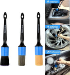 MVEQRRN 6pcs Car Detailing Brush Set-2pcs Boars Hair Car Detailing Brushes,2pcs Ultra Soft No Scratch Detailing Brush for Air Vent,Leather Seat 2pcs Detail Brushes for Interior Exterior(Blue)