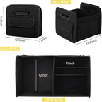 Car Trunk Organizer for SUV, Car Storage Organizer Collapsible Multi Compartment Container Box, Adjustable Car Accessories for Women/Men, Black