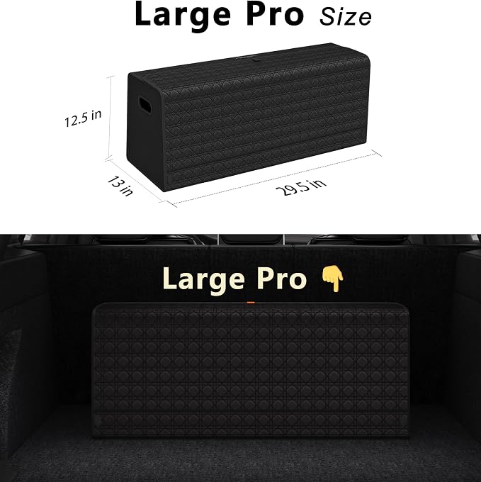 Car Trunk Organizer for SUV,Car Organizers and Storage with Collapsible Storage, Magnetic Lid Large Capacity for SUV, Truck, MPV (3D-Black, XXL-29.5×13×12.5 IN)
