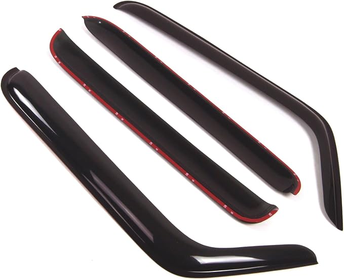 Outside Mount Window Vent Visors Rain Guards Compatible with Jeep Wrangler 2007-2016 | Side Window Wind Deflectors Rain Shields | Smoke Tinted, 4 Pcs Set, DGWV-277