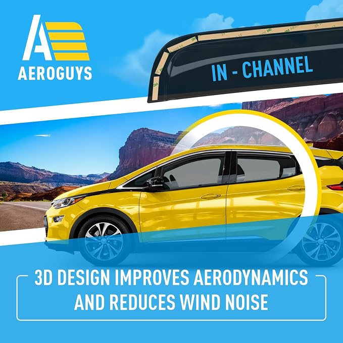 Extra Durable Window Deflectors in-Channel Window Visors Rain Guards Fit for Chevrolet (Chevy) Bolt EV 2017-2023, Sun Visors, Wind Vent for Shades, Exterior Car Accessories - 4pcs. AG0754