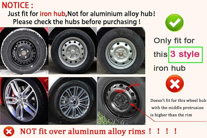 Hubcap Wheel Cover Replacement R15 Hub Caps Universal-Fit Steel Wheel Rim Cover ABS Material Exterior Accessories for Car Truck SUV -Set of 4（15-inch，Silver-Black）