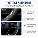 Car Steering Wheel Cover Full Surround - Soft Breathable Anti-Slip Heavyweight Safety Cover, Thick Cushioned Sports Style Universal Fit for Auto Truck SUV (Black/Sky Blue)