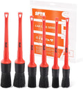 Car Detailing Brush Kit, 6Pcs Auto Boar Hair Detail Brush Set Automotive Interior Exterior No Scratch Microfiber Detailing Brushes for Cleaning Air Vents, Engine Bays, Dashboard & Wheels -BRFCD15