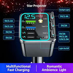 7 in 1 Retractable Car Charger,102W Star Lights Fast Charging Car Charger | Car Charger USB C,Car Accessories,Voltage Smart Display,3 Retractable Type-C Cables for iPhone 17 Pro/16/15,Galaxy S26,Pixel