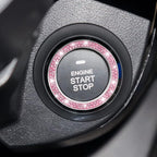 Car Bling Crystal Rhinestone Engine Start Ring Stickers, 1 Single Drainage Drill and 1 Double Drainage Drill Car Start Button Cover, Key Ignition Knob Bling Ring Decals, Car Accessories(Set Pink)