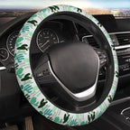 Cactus Steering Wheel Cover Anti-Slip and Practical 14.5-15 Inch Universal Car Steering Wheel Cover with 2 Pieces Car Coasters Suitable for Men Women