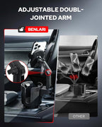 Upgraded Car Phone Holder - 2 in 1 Adjustable Cup Holder Expander Support 360° Degree Rotation - Car Cup Holder Phone Mount Compatible with All Smartphones