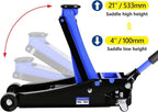 Floor Jack, Professional Heavy Duty Hydraulic Floor Jack, Low Profile Floor Jack, Steel Racing Floor Jack w/2 Piston Quick Lift Pump, Floor Jack Lifting 4"-21" 4 Ton (8800lb) Capacity Blue